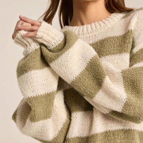 Z Supply Anders Striped Sweater – Willow Green/White – Size Small - Picture 2 of 10
